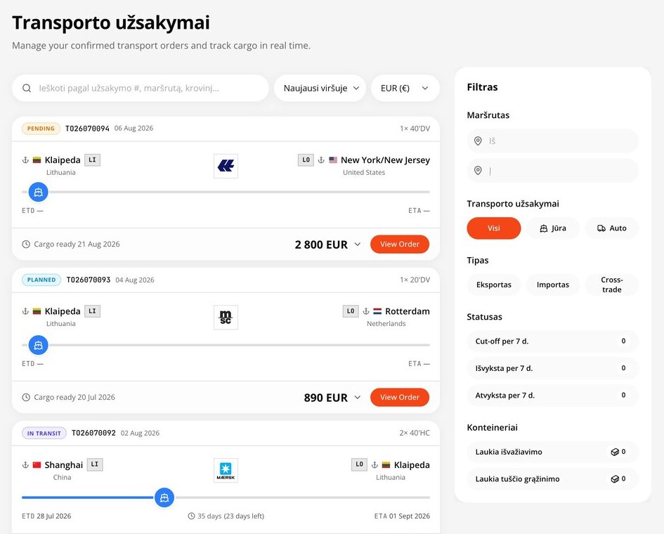 Visi užsakymai vienoje vietoje